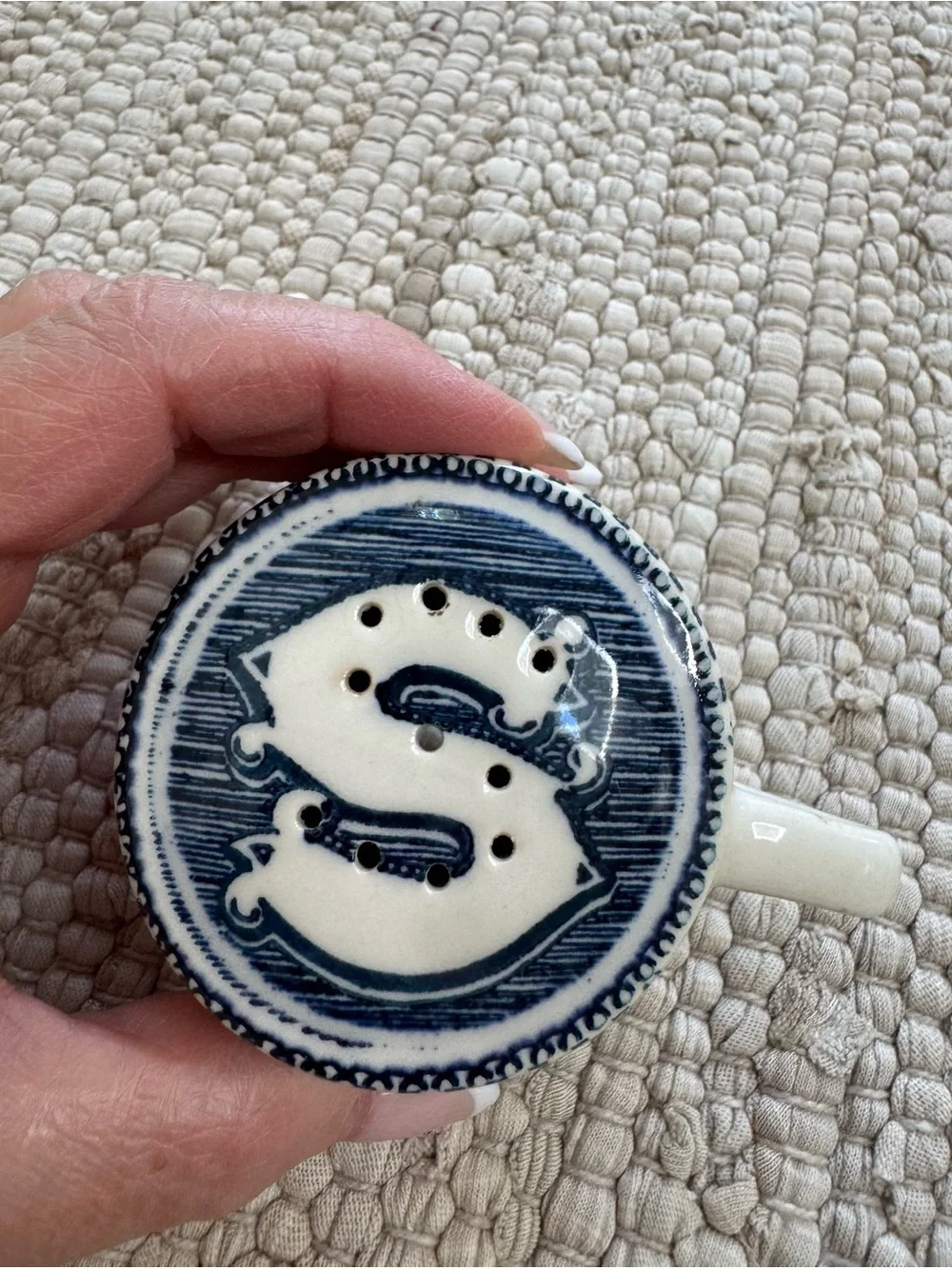 Vintage Currier & Ives by Royal Blue & White Salt and Pepper Shaker with Tray